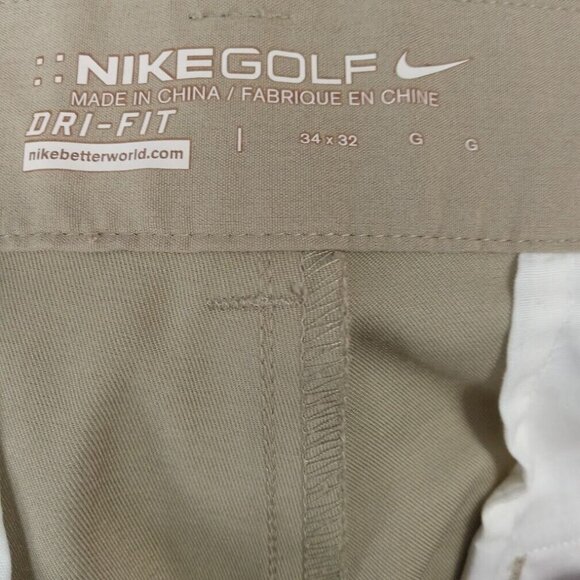 Nike Golf Pants Mens 34x32 Beige Khaki‎ Flat Front Performance Dri-Fit Light - Picture 8 of 9